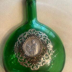 Beautiful Glass Decorative Bottle with Silver adorn Catholic Ornament